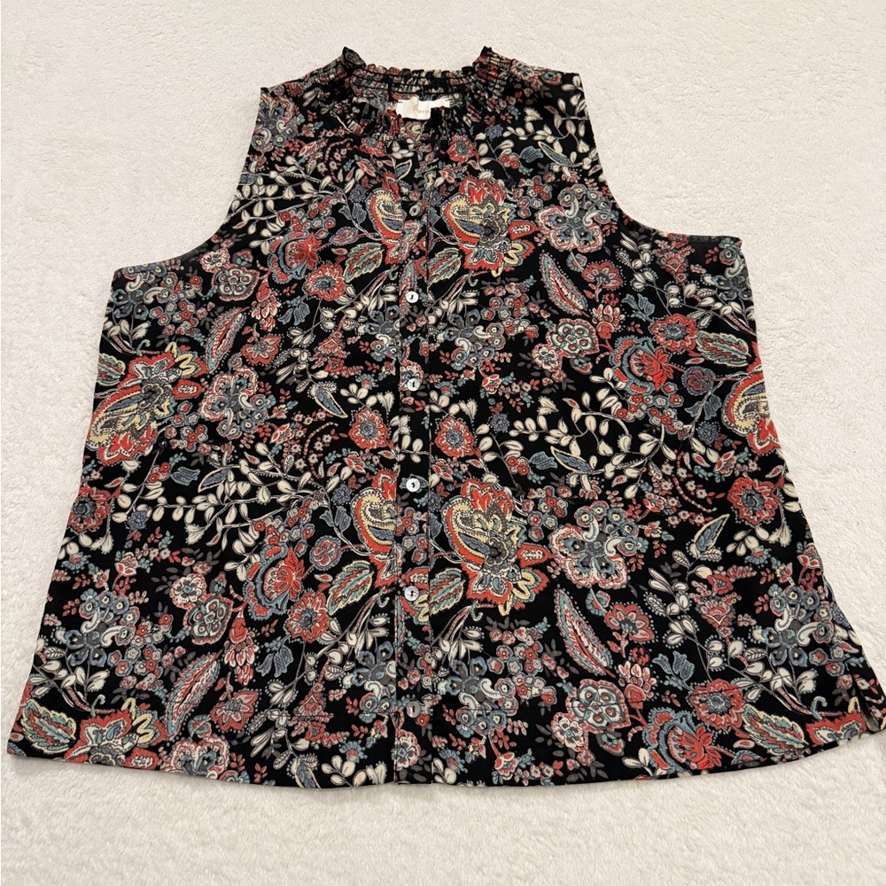 Braeve Sleeveless Floral Top Medium Lightweight Boho Casual Summer sleeveless - Picture 2 of 16